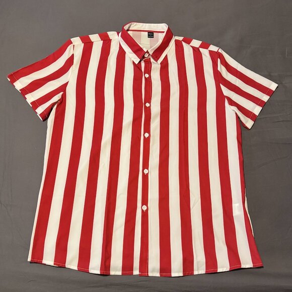 Manfinity Red and White Stripped Shirt - Picture 1 of 2